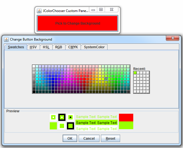 Java System Color Chooser