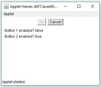 Java AWT Button Enable Disable Example